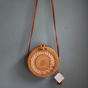 NWT Round Rattan Purse